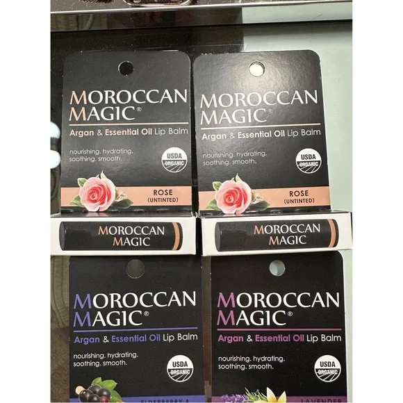 BRAND NEW FIVE MOROCCAN MAGIC ARGAN & ESSENTIAL OIL LIP BALM - Picture 2 of 5